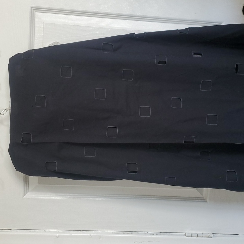 Free Style Square cut outs open Front black Cloth duster Jacket 3/4 Sleeves M L - Picture 6 of 8
